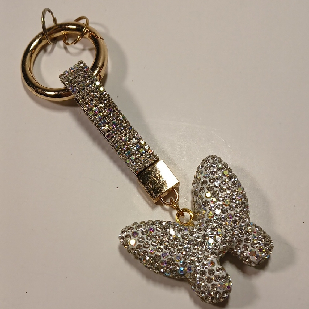 Sparkling Butterfly Keychain in Gold and Silver